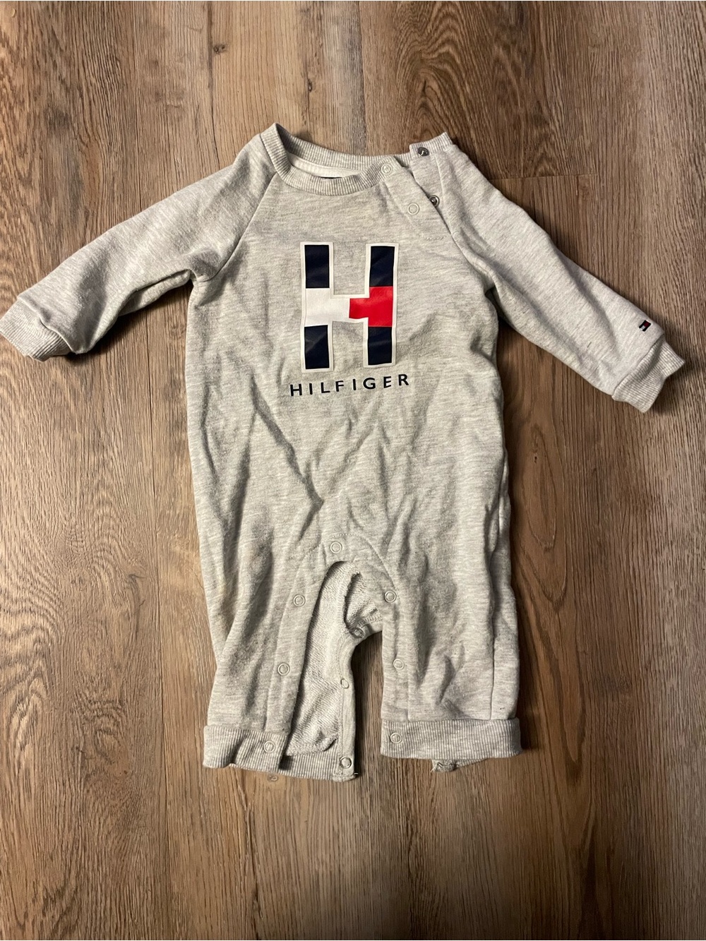 Tommy Hilfiger Gray Logo Baby One-Piece Romper